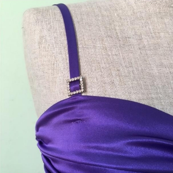 City Triangles ✦ Purple Bodycon Mini Dress ✦ Crystal Straps + Zig-Zag Cinching S - Picture 3 of 15